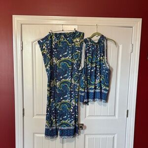 🎆Vibrant Blue and Green Women's Pant Set